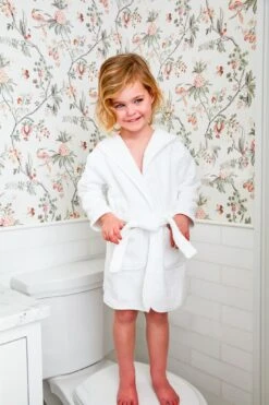 Exclusive Off White Piped Edge Kids Bathrobe