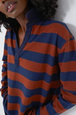 Brown Stripe Ellis Knit Polo Popover -Outfit And Shoe Sales Store Q85f6X8yvgc9IXqn4OlWoaxoZrcF4VUA 1