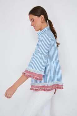 Savannah Stripe Quarter Length Crawford Blouse -Outfit And Shoe Sales Store QiB3JEG0706WeD3wiQ4hG9D07kCfJfvj 1