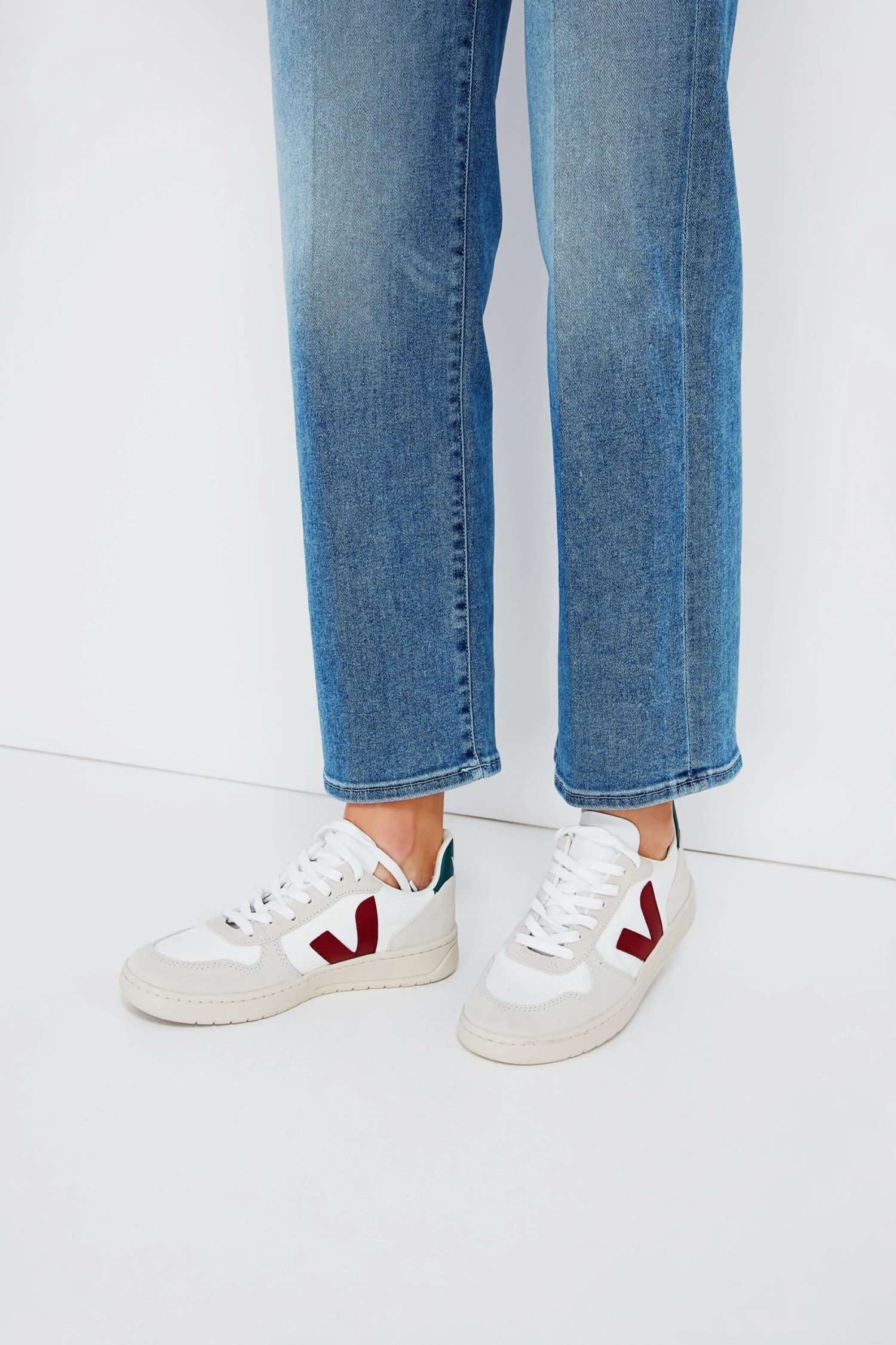 Veja White Marsala Brittany V-10 Sneakers 2 Veja White Marsala Brittany V-10 Sneakers - Image 2