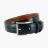 Black Lorenzo 32mm Dropped Edge Leather Belt