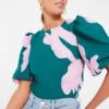 Pink & Green Penelope Puff Sleeve Top