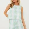 Cool Blue Cabana Stripe Scalloped Short Set
