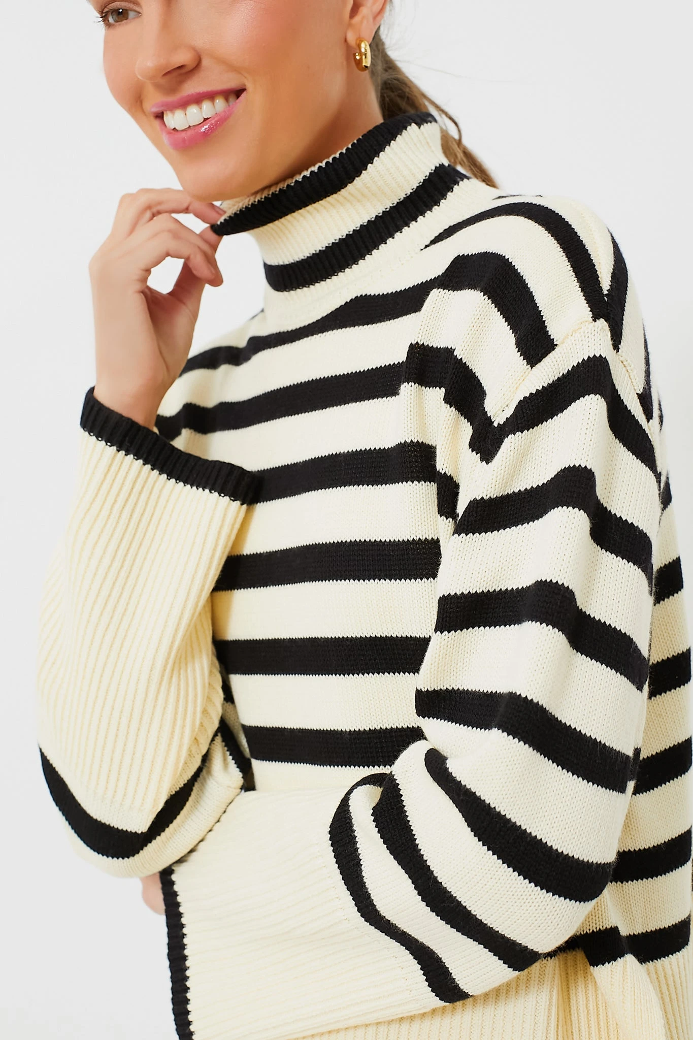 Cream Striped Turtleneck Sweater 5 Cream Striped Turtleneck Sweater - Image 5