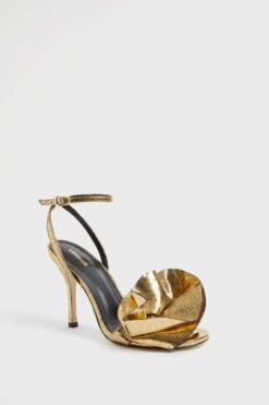 Gold Cracked Metallic Leather Penelope Sandals