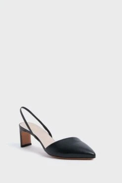 Black Leather Frankie Angled Slingback