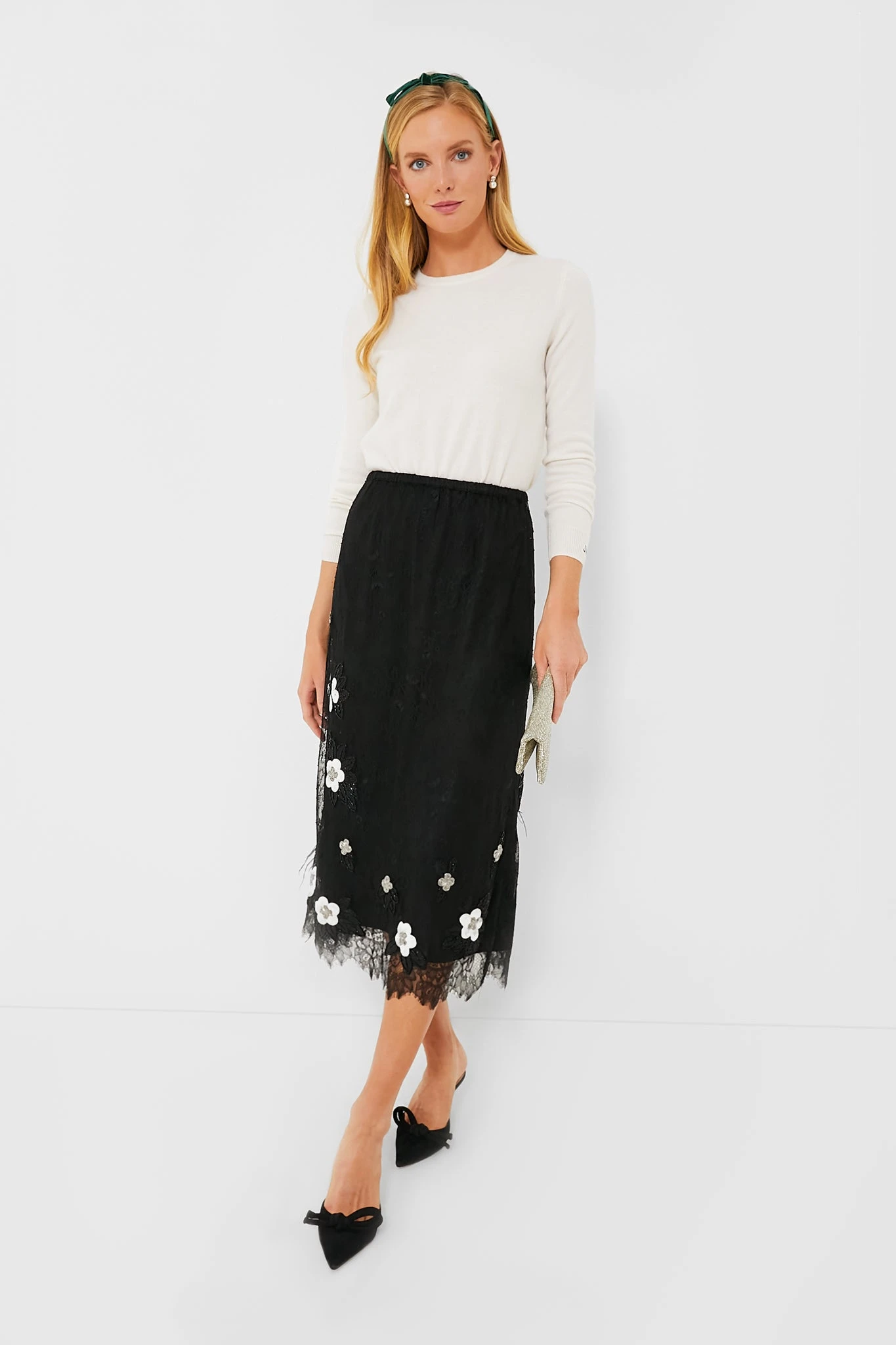 Black Bethany Lace Midi Skirt 2 Black Bethany Lace Midi Skirt - Image 2