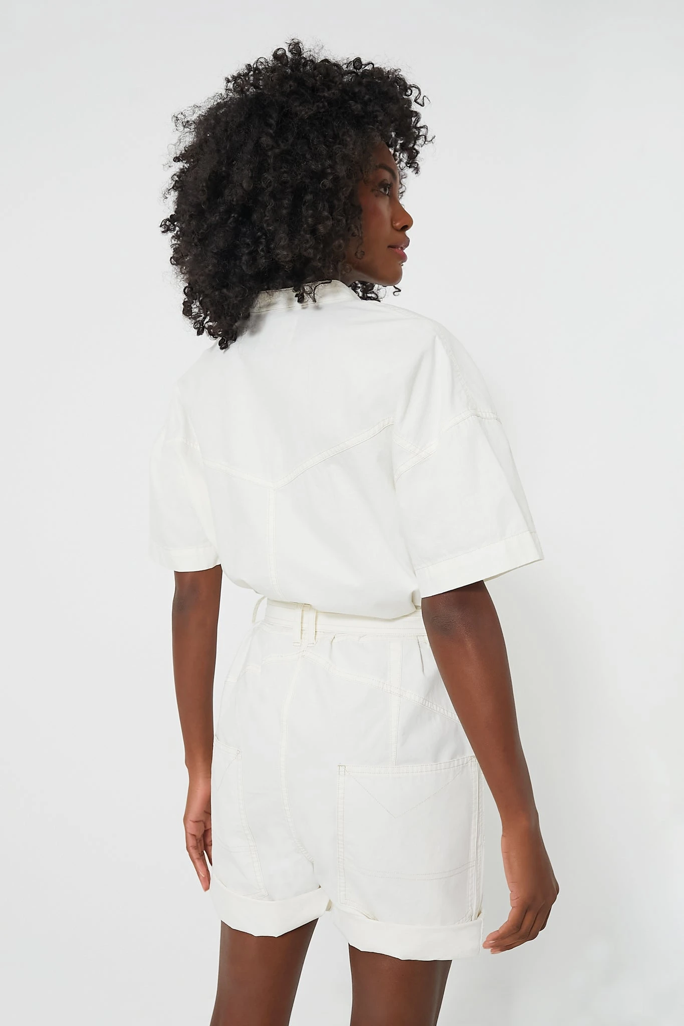 Isabel Marant Etoile Ecru Kiara Summer Cotton Poplin Romper 4 Isabel Marant Etoile Ecru Kiara Summer Cotton Poplin Romper - Image 4