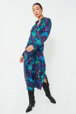 Isabel Marant Etoile Blue Green Nesly Watercolor Dress