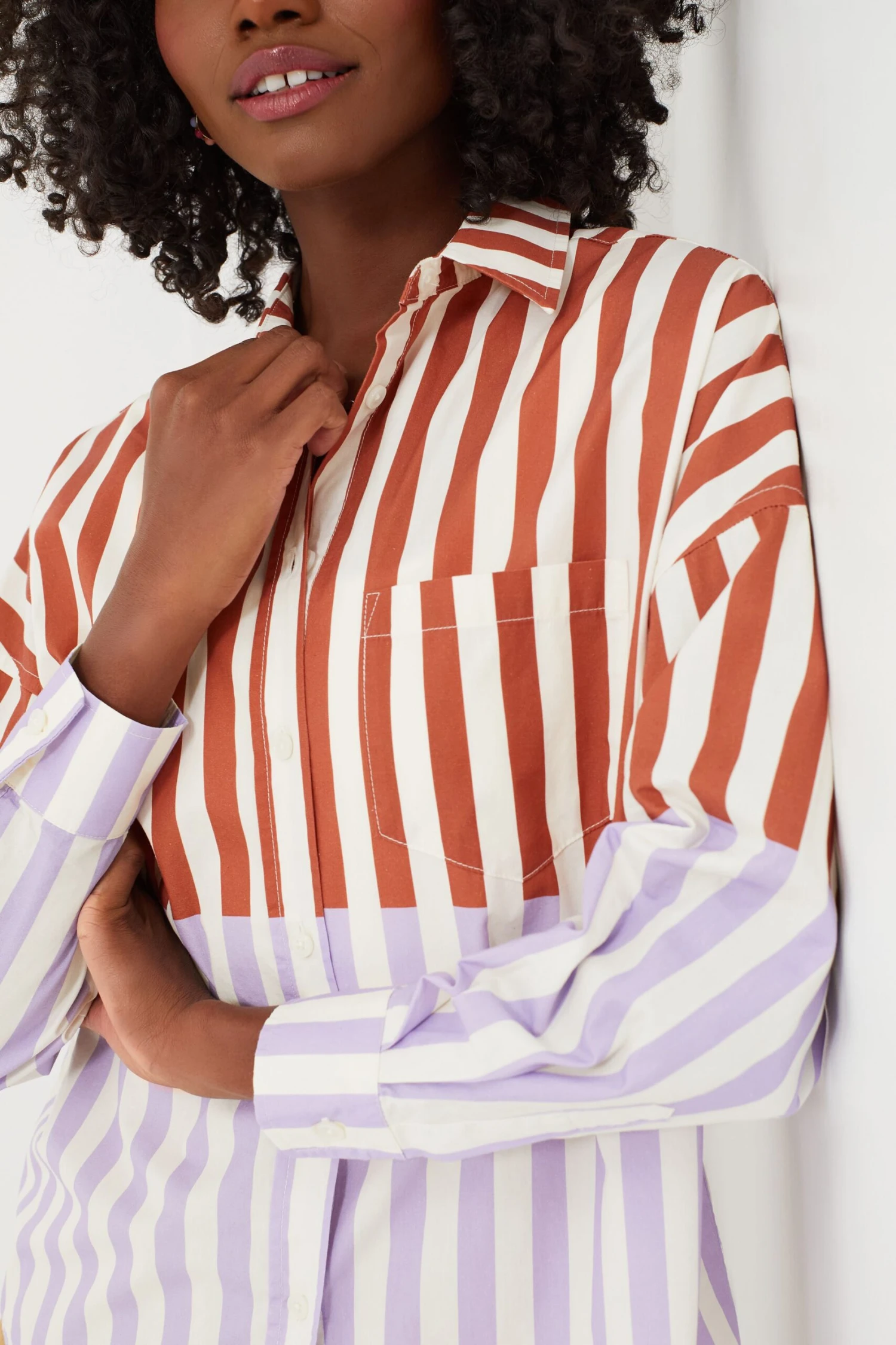 Rust And Light Violet Chiara Combination Stripe Shirt 4 Rust And Light Violet Chiara Combination Stripe Shirt - Image 4
