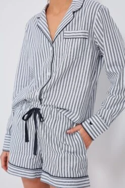 Women's Navy French Ticking Long Sleeve Short Set -Outfit And Shoe Sales Store UUR60g9wXK0vvDTTFMSereSOKRaR0NMY 1