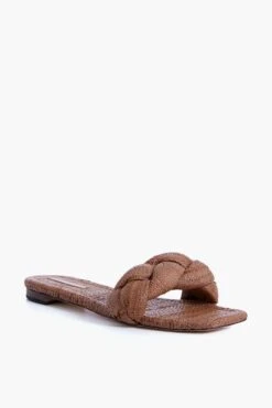 Loeffler Randall Brown Joanna Straw Braided Band Flat Sandal