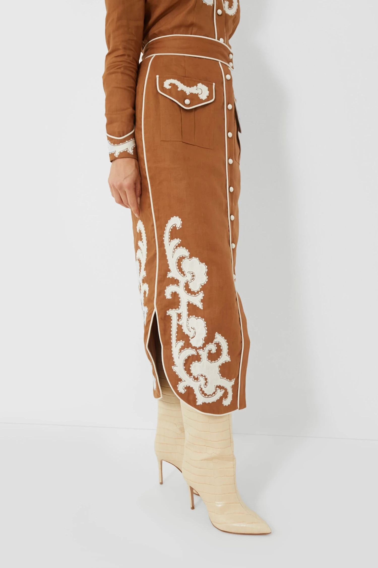 Tobacco Ruby Applique Skirt 3 Tobacco Ruby Applique Skirt - Image 3