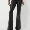 Veronica Beard Black Vegan Leather Beverly High Rise Skinny Flare