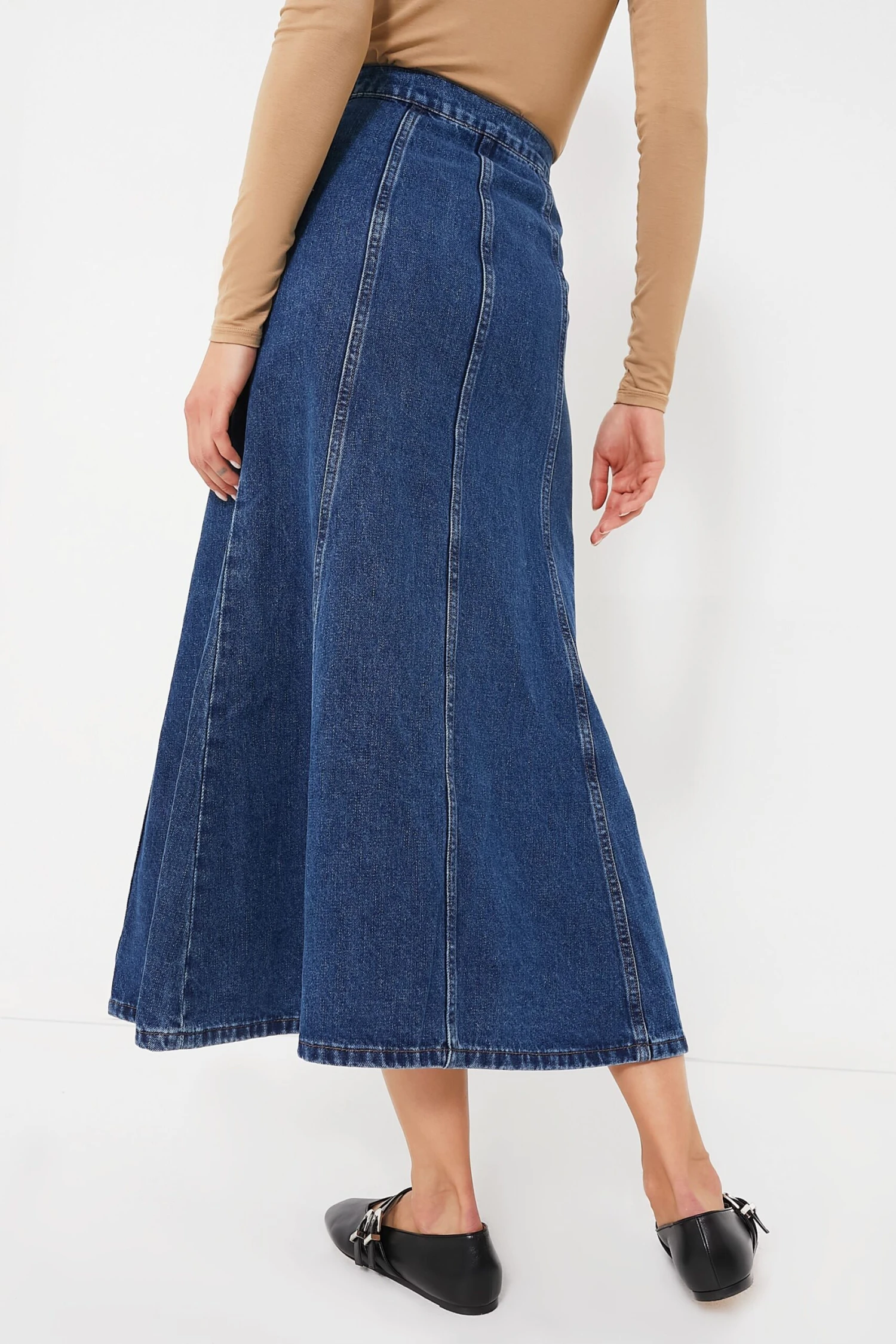 Dark Wash Denim Midi Skirt 4 Dark Wash Denim Midi Skirt - Image 4