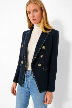 Veronica Beard Navy Stripe Miller Dickey Jacket