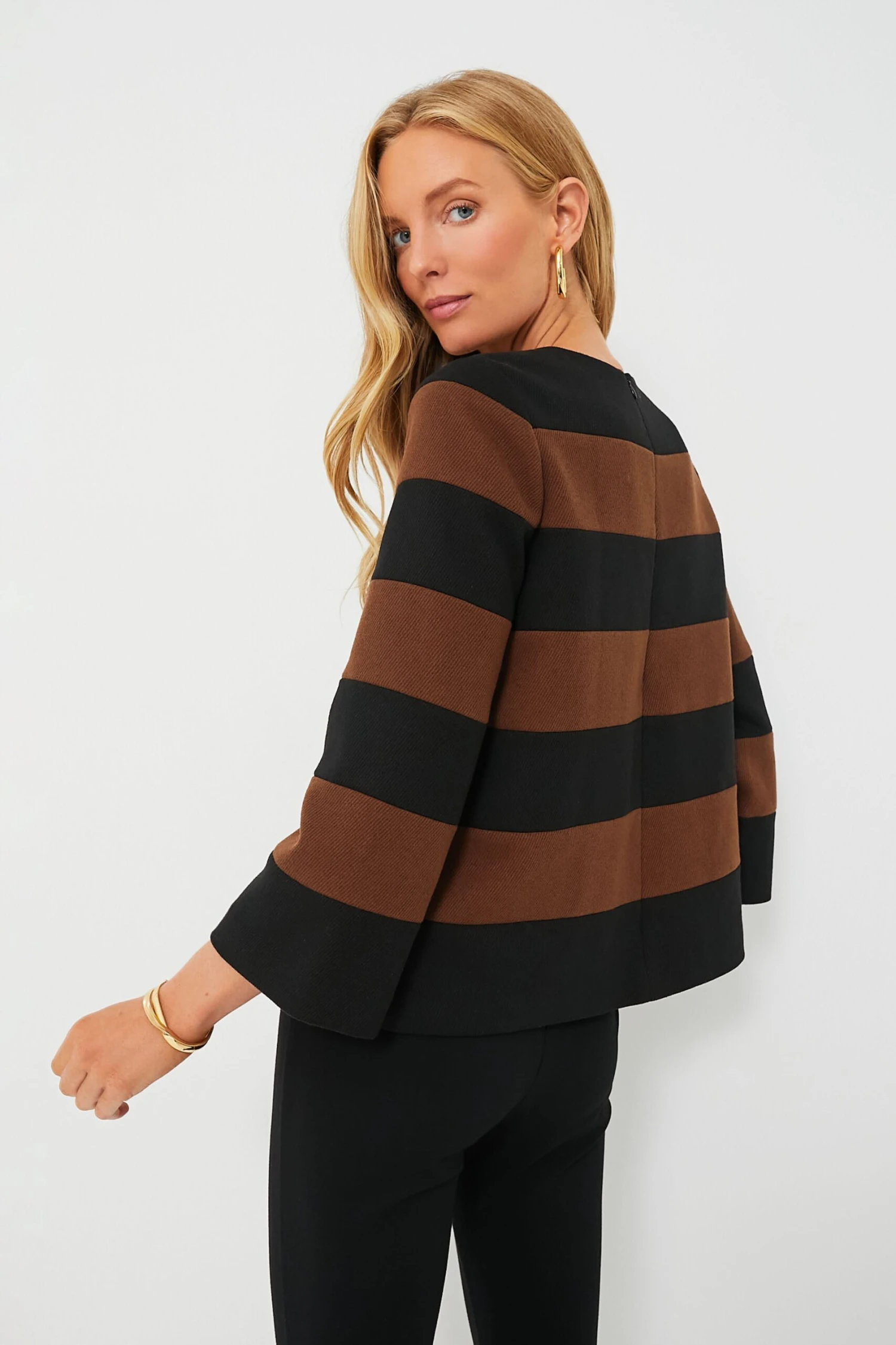Black And Brown Striped Mia Blouse 4 Black And Brown Striped Mia Blouse - Image 4