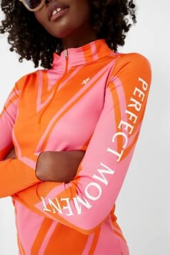 Azalea Pink And Orange Chevron Print Thermal Half Zip -Outfit And Shoe Sales Store WBcptvEoJRyqyBqFCLXSgPAniFU66CZS 1