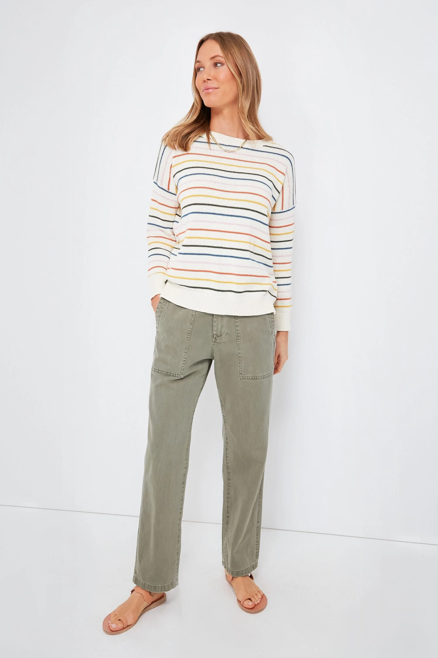 Rainbow 5 Stripe Organic Carolyn Sweater 2 Rainbow 5 Stripe Organic Carolyn Sweater - Image 2