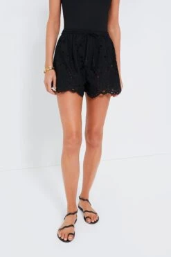 Tangier Border Embroidered Nero Jasper Shorts