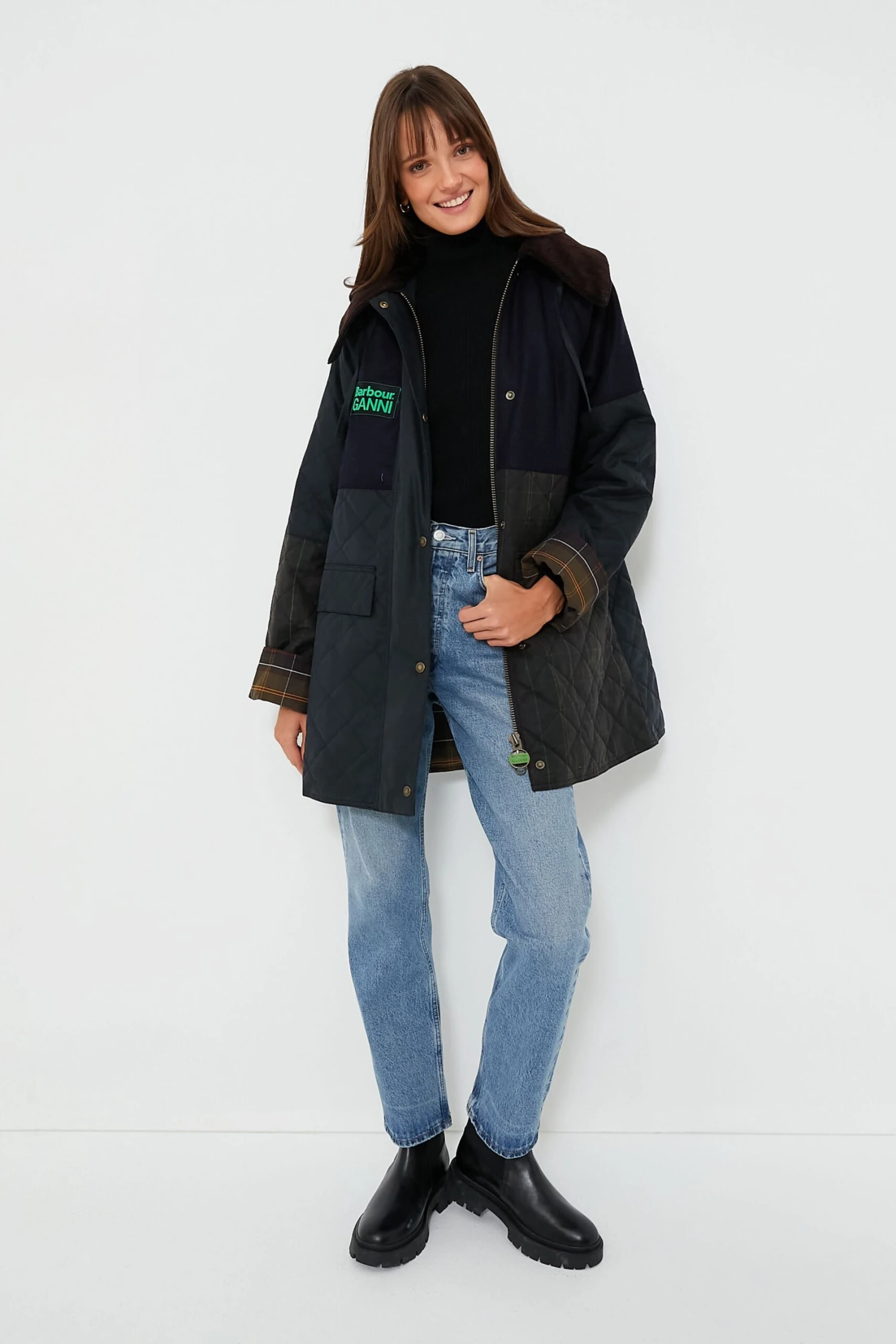 Navy Classic Barbour Ganni Burghley Jacket 2 Navy Classic Barbour Ganni Burghley Jacket - Image 2