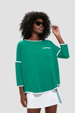 Green And White Terry Farah Pullover