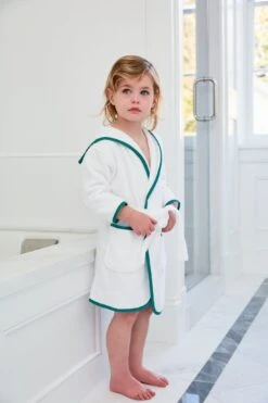 Exclusive Green Piped Edge Kids Bathrobe