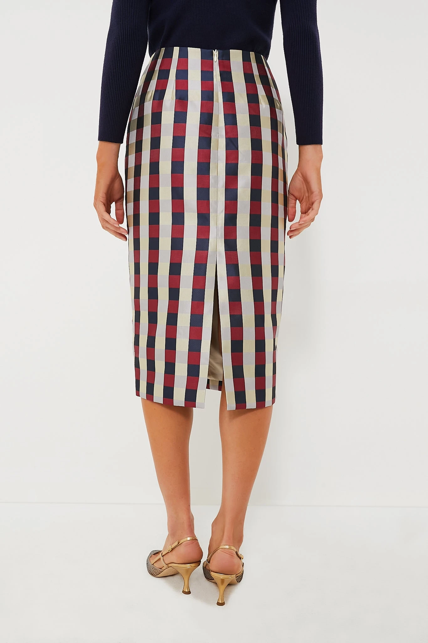 Bordeaux Check Jacquard Cynthia Skirt 4 Bordeaux Check Jacquard Cynthia Skirt - Image 4