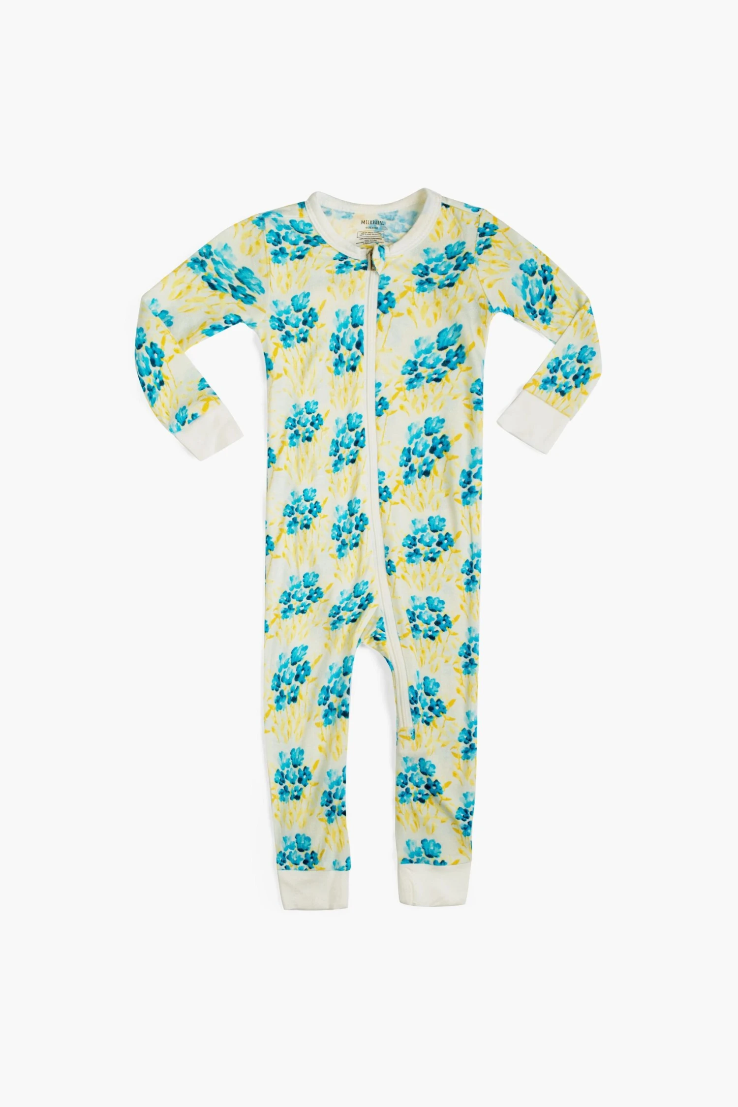 Sky Floral Bamboo Zipper Pajama 2 Sky Floral Bamboo Zipper Pajama - Image 2