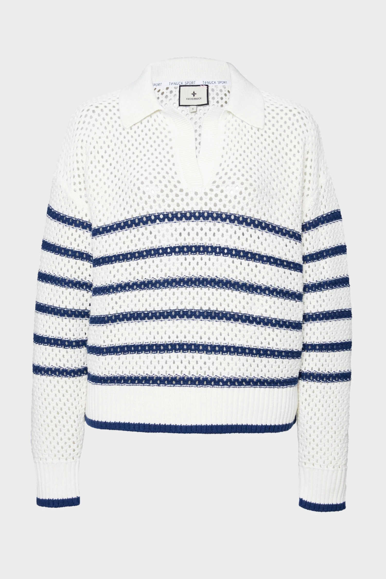 White Stripe Mesh Fischer Sweater 8 White Stripe Mesh Fischer Sweater - Image 8