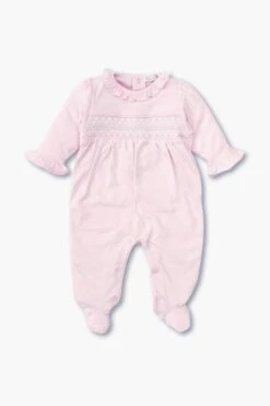 Pink Hand Smocked Footie