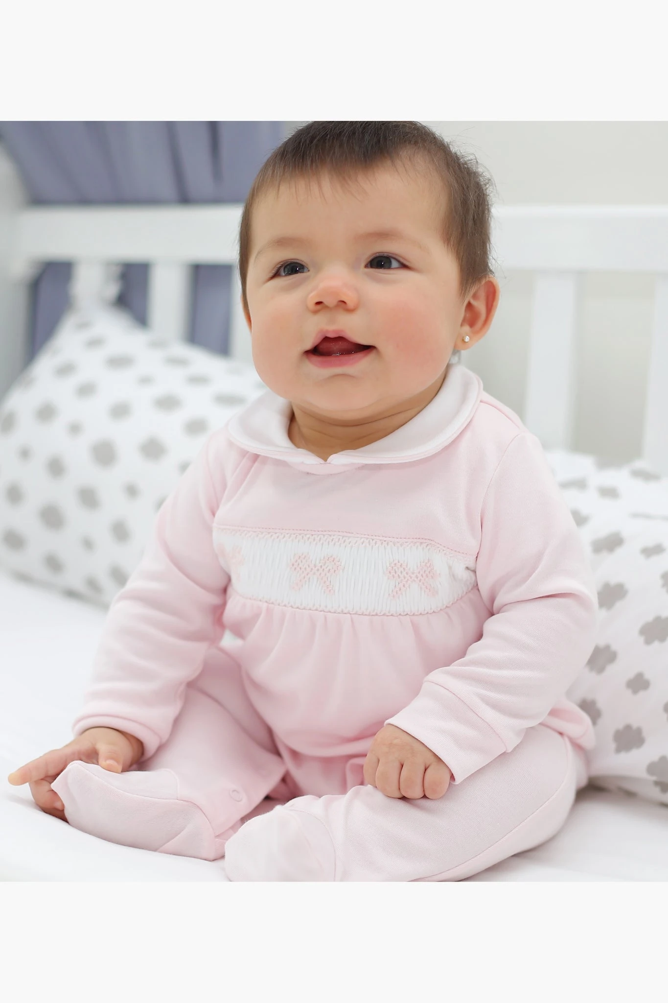 Bows Smocked Baby Girl Footie 2 Bows Smocked Baby Girl Footie - Image 2