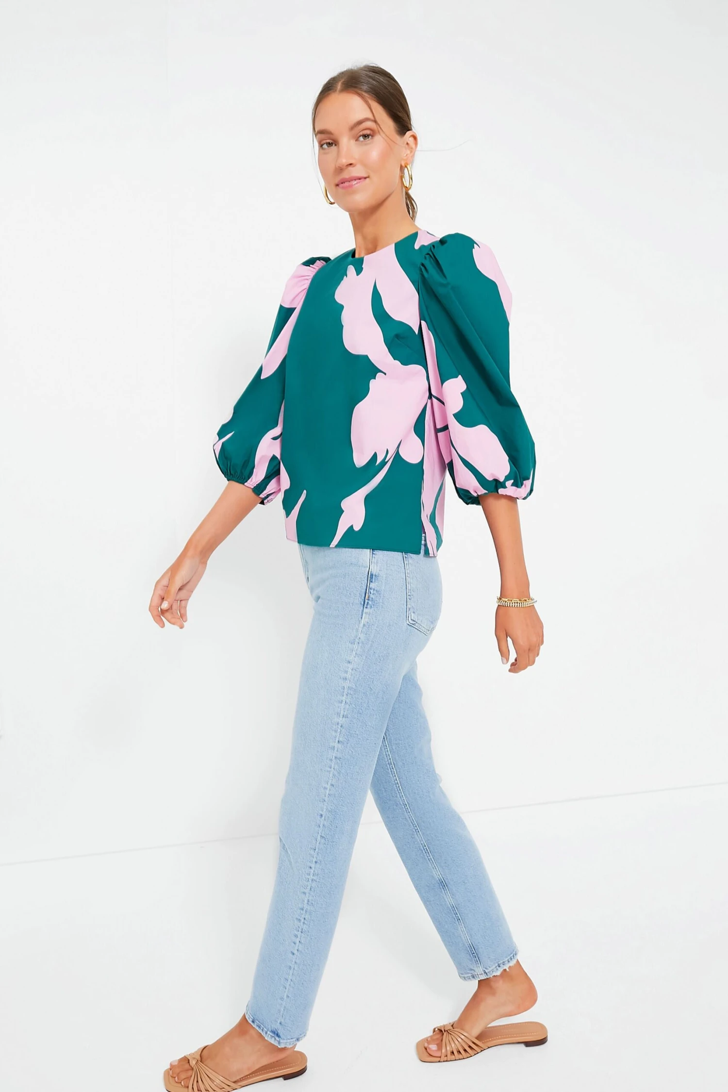 Pink & Green Penelope Puff Sleeve Top 4 Pink & Green Penelope Puff Sleeve Top - Image 4