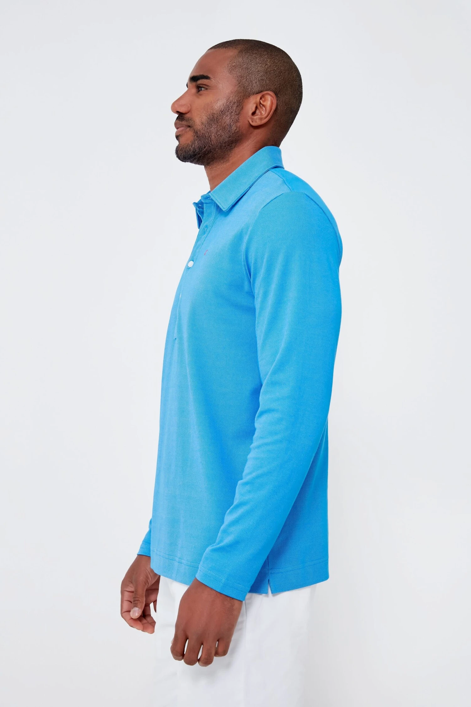 French Blue Jacquard Long Sleeve Range Polo 4 French Blue Jacquard Long Sleeve Range Polo - Image 4