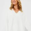 Eberjey Ivory Recycled Boucle V-Neck Top