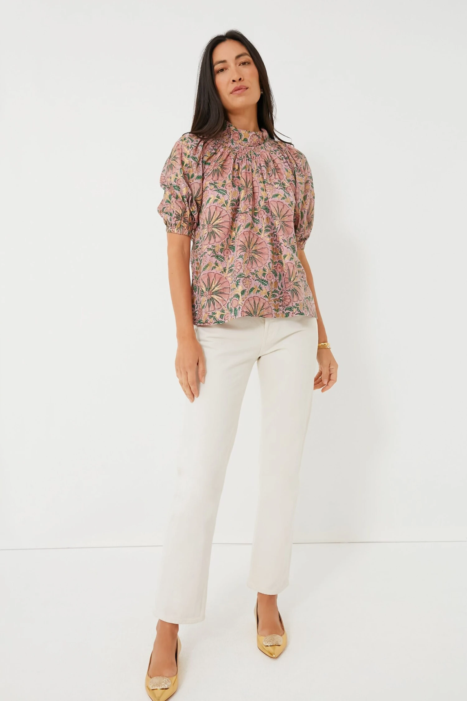 Rose Ankara Smocked Neck Top 2 Rose Ankara Smocked Neck Top - Image 2