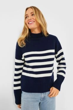 The Navy And Cream Lucca Sweater
