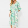Green And Blue Floral Dorinda Midi Dress
