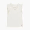 Gardenia White Organic Ruffle Rib Tank