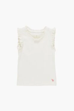 Gardenia White Organic Ruffle Rib Tank
