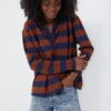 Brown Stripe Ellis Knit Polo Popover