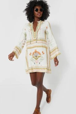 Off White And Mustard Tess Short Dress