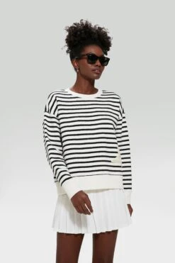 Black And White Stripe Natasha Pullover