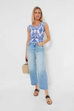 White And Blue Angelica Blouse -Outfit And Shoe Sales Store c5gcYeoUW87v8Ylw5GYhmjF5p638XX9F 1