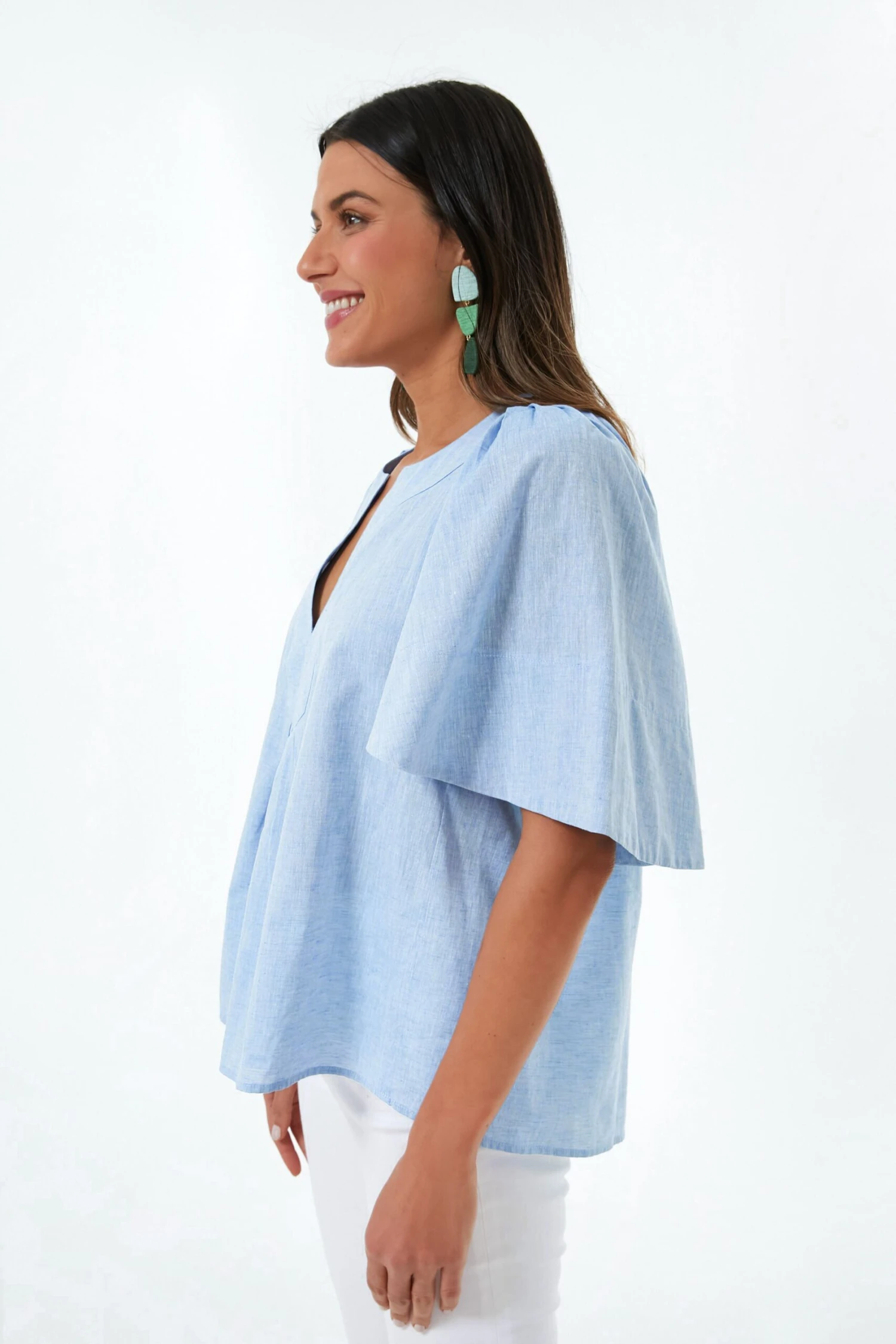 Chambray Finley Flutter Sleeve Top 3 Chambray Finley Flutter Sleeve Top - Image 3