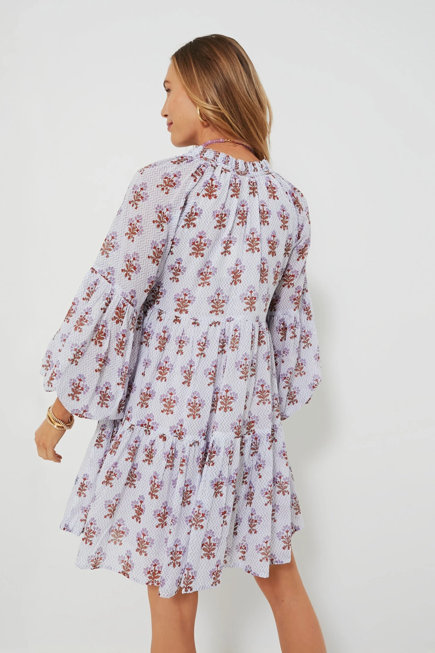 Lavender Atherton Balloon Sleeve Short Dress 4 Lavender Atherton Balloon Sleeve Short Dress - Image 4