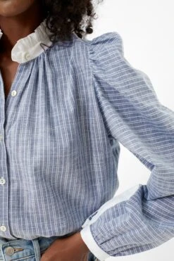 Blue Chambray Striped Annabel Shirt -Outfit And Shoe Sales Store cdalZLKoNY9l6pZlvmkWvRpCs3w1ahtg 1