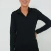 Black Long Sleeve Caroline Polo