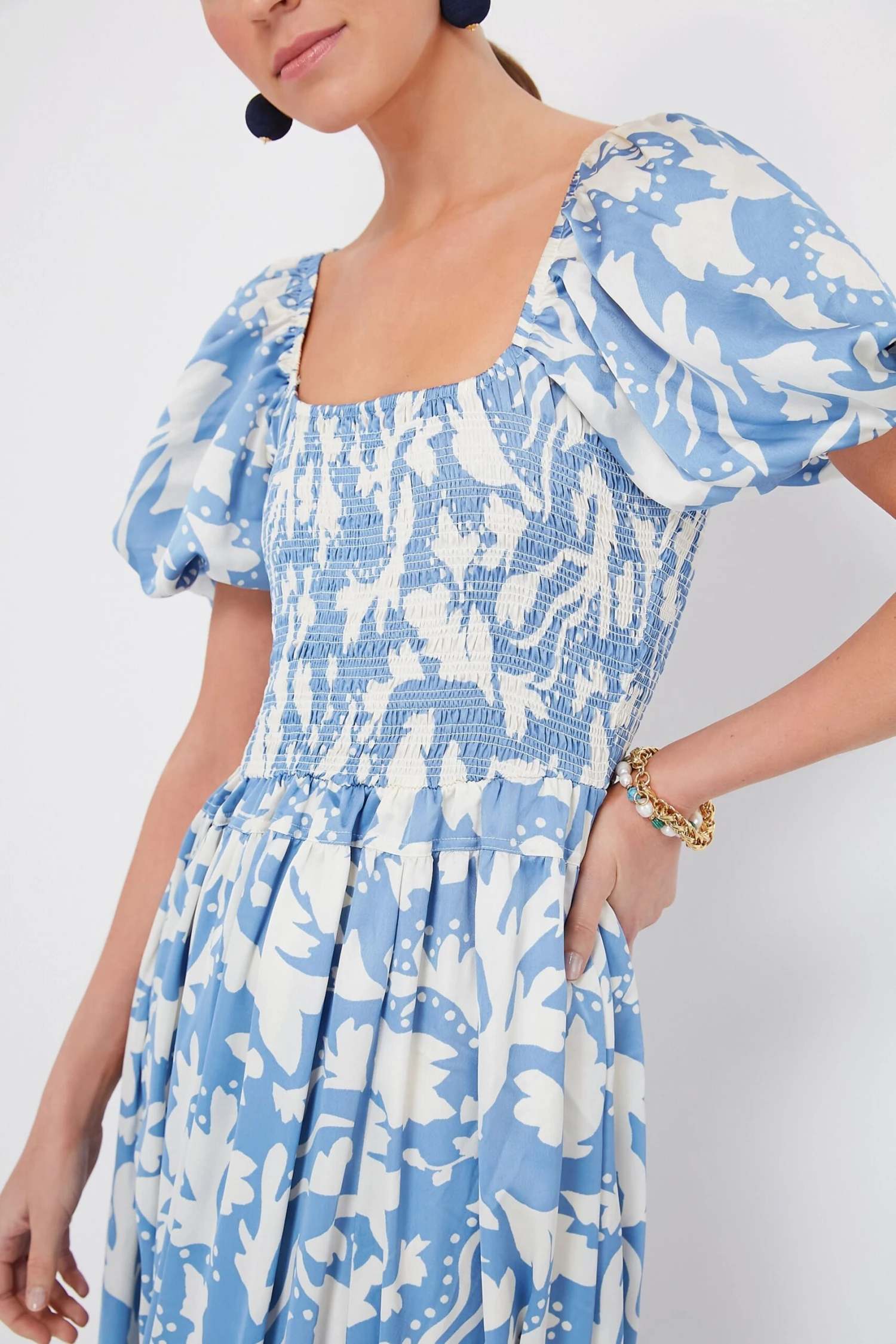 Blue Puff Sleeve Midi Dress 5 Blue Puff Sleeve Midi Dress - Image 5