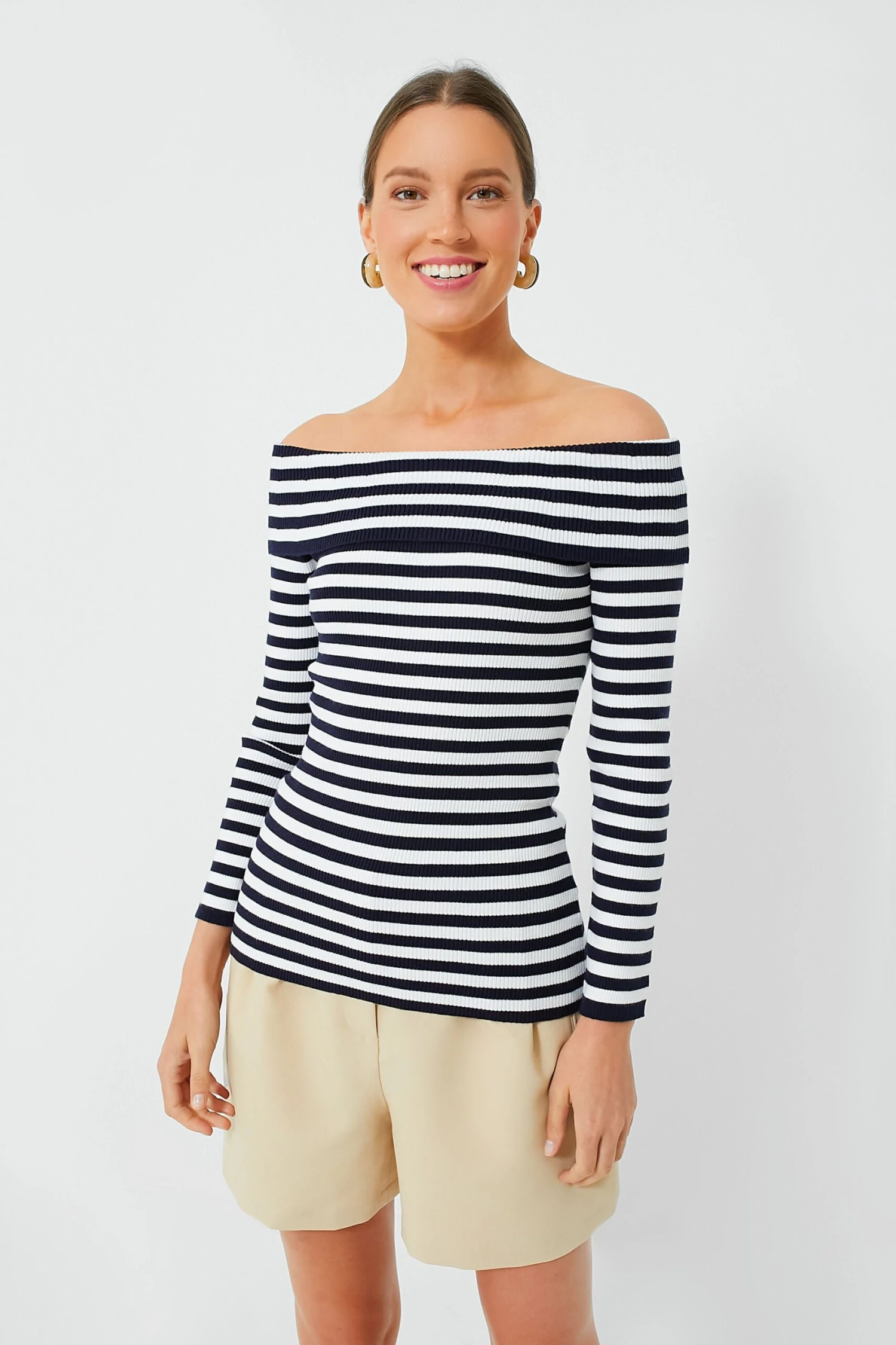 Navy Stripe Off The Shoulder Reese Top 6 Navy Stripe Off The Shoulder Reese Top - Image 6